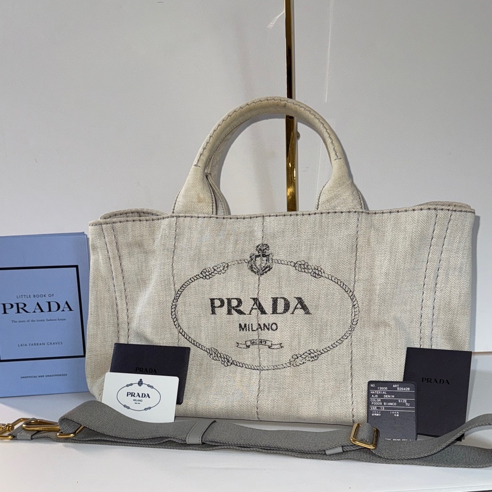 Prada Canapa Denim Canvas Tote